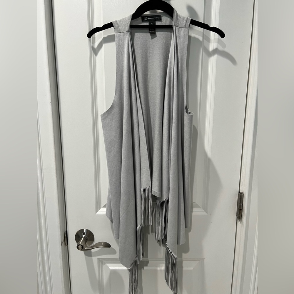 INC International Concepts Gray Fringe Vest